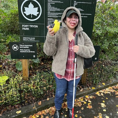 Our guides use bird plushies to help the visually impaired and blind to learn more about species characteristics. Photo: Alexandra Wang