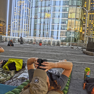 Volunteers monitor the Tribute in Light Memorial. Photo: NYC Bird Alliance